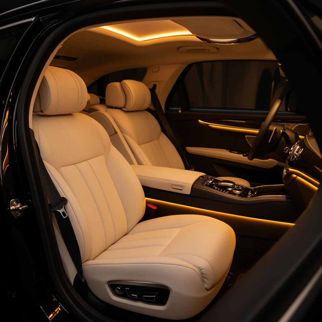 Intérieur confortable d’une berline premium pour chauffeur privé Orléans