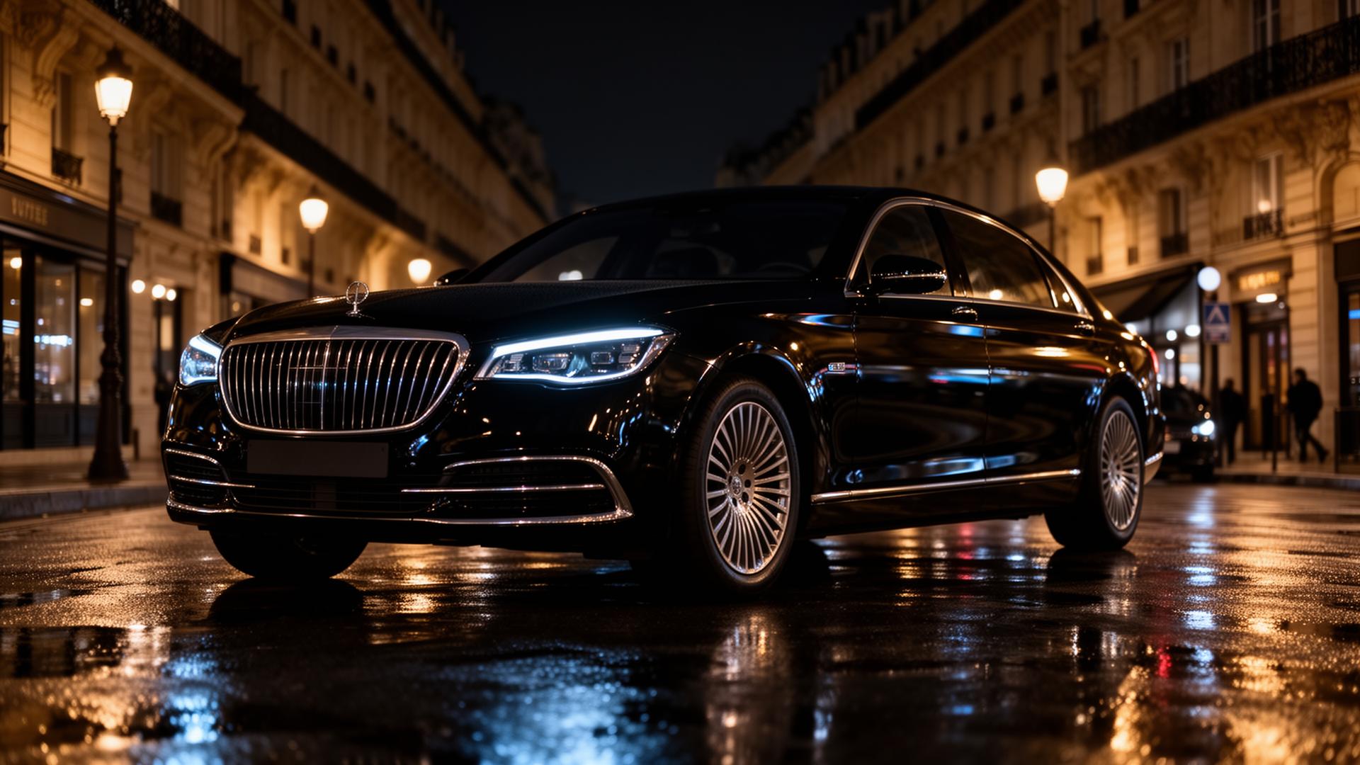 Berline noire premium pour chauffeur VTC à Orléans de nuit